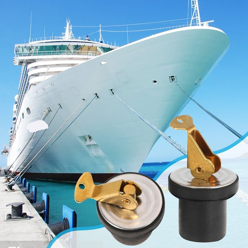 Ciweisah 4 Pack Brass Boat Plug Drain Plug Boat Snap Handle Plug Deck Plug for Boat Marine - Image 4